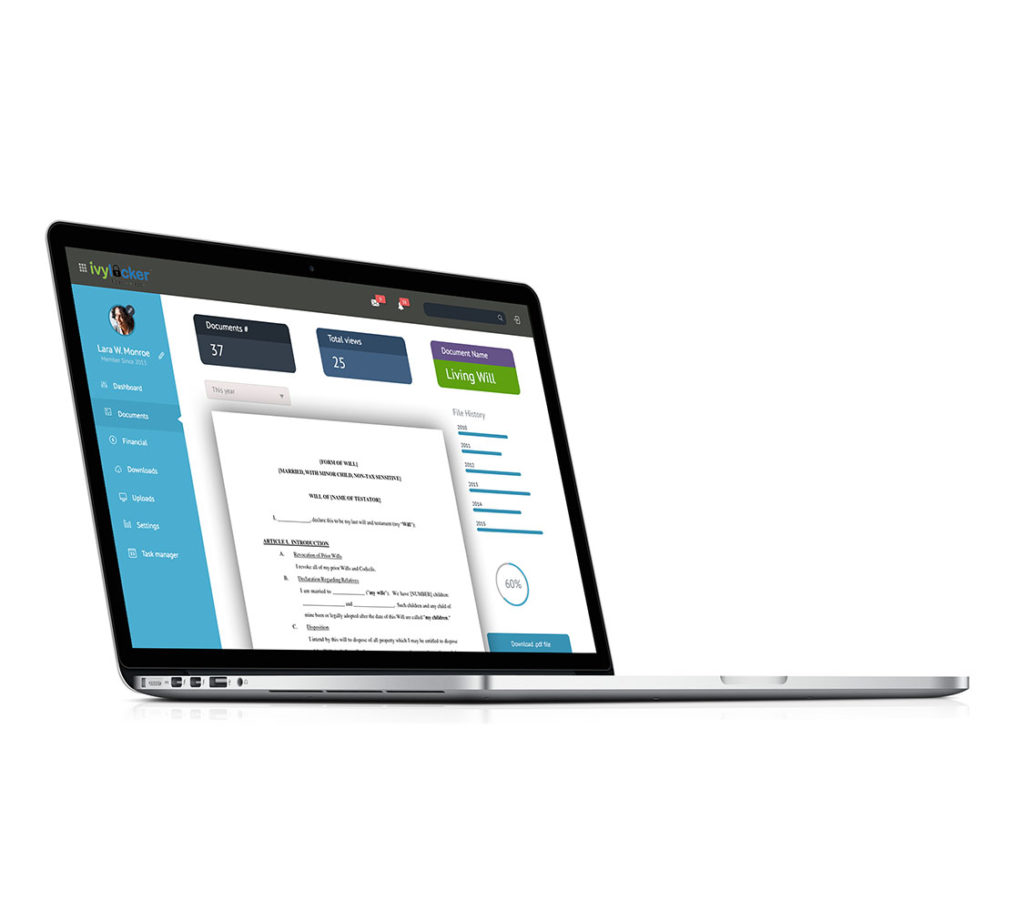 IvyLocker document open on a laptop